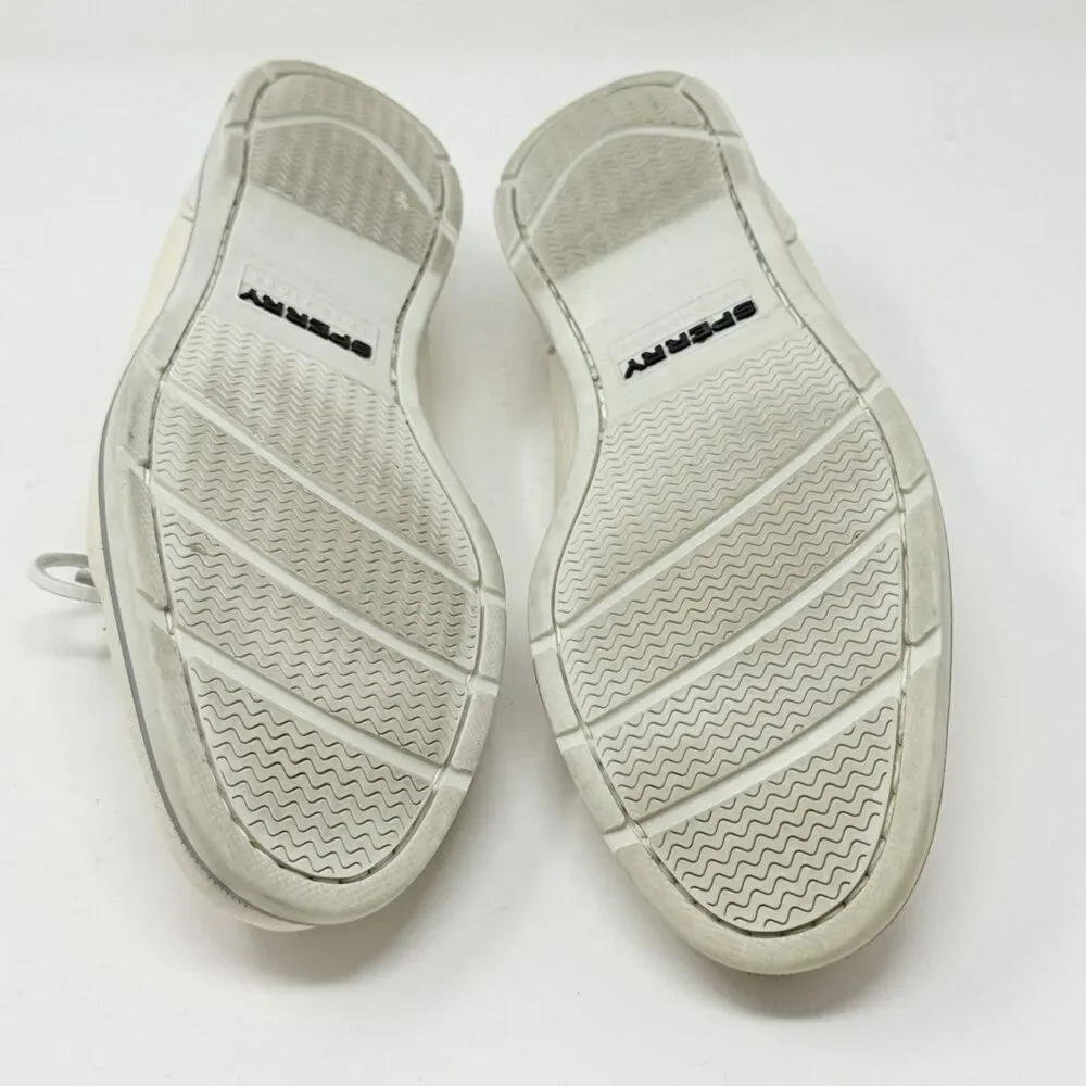 Sperry Top Sider Boat Shoes Mens 11 M Ivory White Leather 2 Eye Casual Moccasin